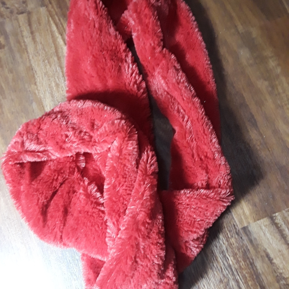 Red ultra plush infinity scarf